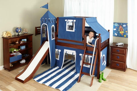 Maxtrix Low Loft w Front Slide (Ladder or Staircase) - fabric options - Kids Haven Maxtrix Low Loft w Front Slide (Ladder or Staircase) - fabric options - Kids Haven