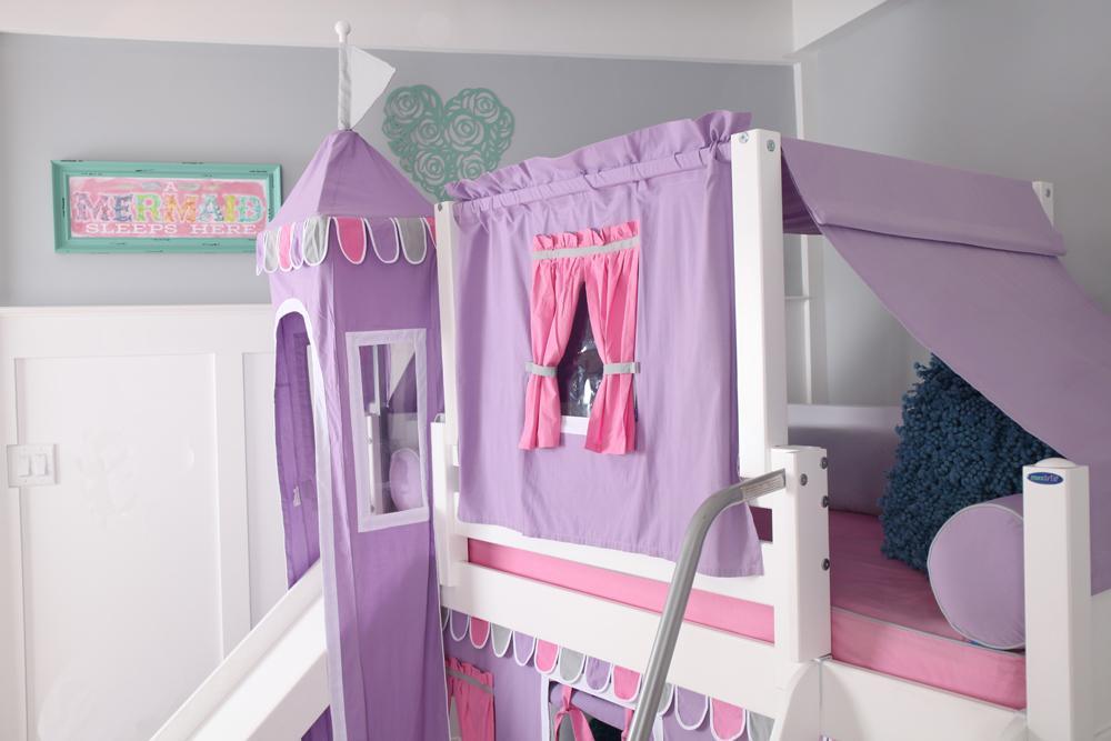 Maxtrix Low Loft w Front Slide (Ladder or Staircase) - fabric options - Kids Haven Maxtrix Low Loft w Front Slide (Ladder or Staircase) - fabric options - Kids Haven