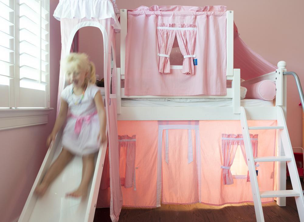 Maxtrix Low Loft w Front Slide (Ladder or Staircase) - fabric options - Kids Haven Maxtrix Low Loft w Front Slide (Ladder or Staircase) - fabric options - Kids Haven