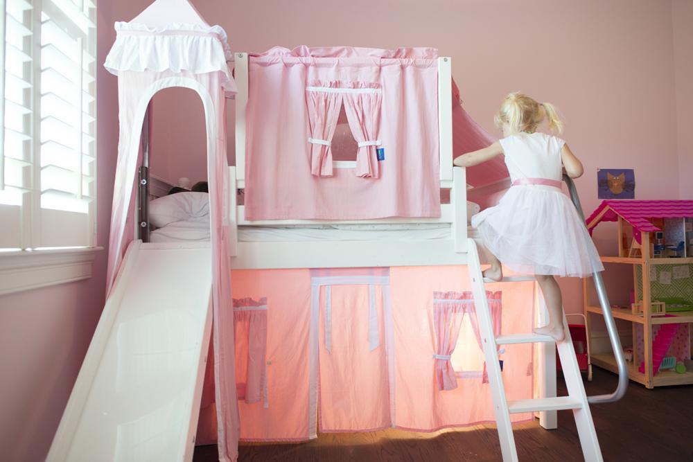 Maxtrix Low Loft w Front Slide (Ladder or Staircase) - fabric options - Kids Haven Maxtrix Low Loft w Front Slide (Ladder or Staircase) - fabric options - Kids Haven
