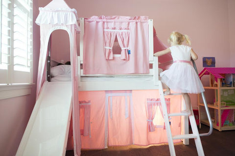 Maxtrix Low Loft w Front Slide (Ladder or Staircase) - fabric options - Kids Haven Maxtrix Low Loft w Front Slide (Ladder or Staircase) - fabric options - Kids Haven