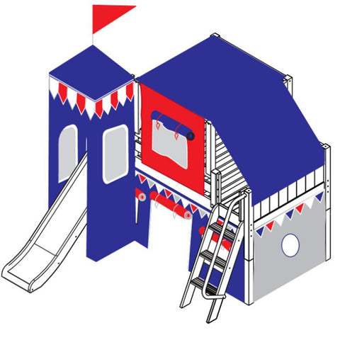 Maxtrix Low Loft w Front Slide (Ladder or Staircase) - fabric options - Kids Haven Maxtrix Low Loft w Front Slide (Ladder or Staircase) - fabric options - Kids Haven