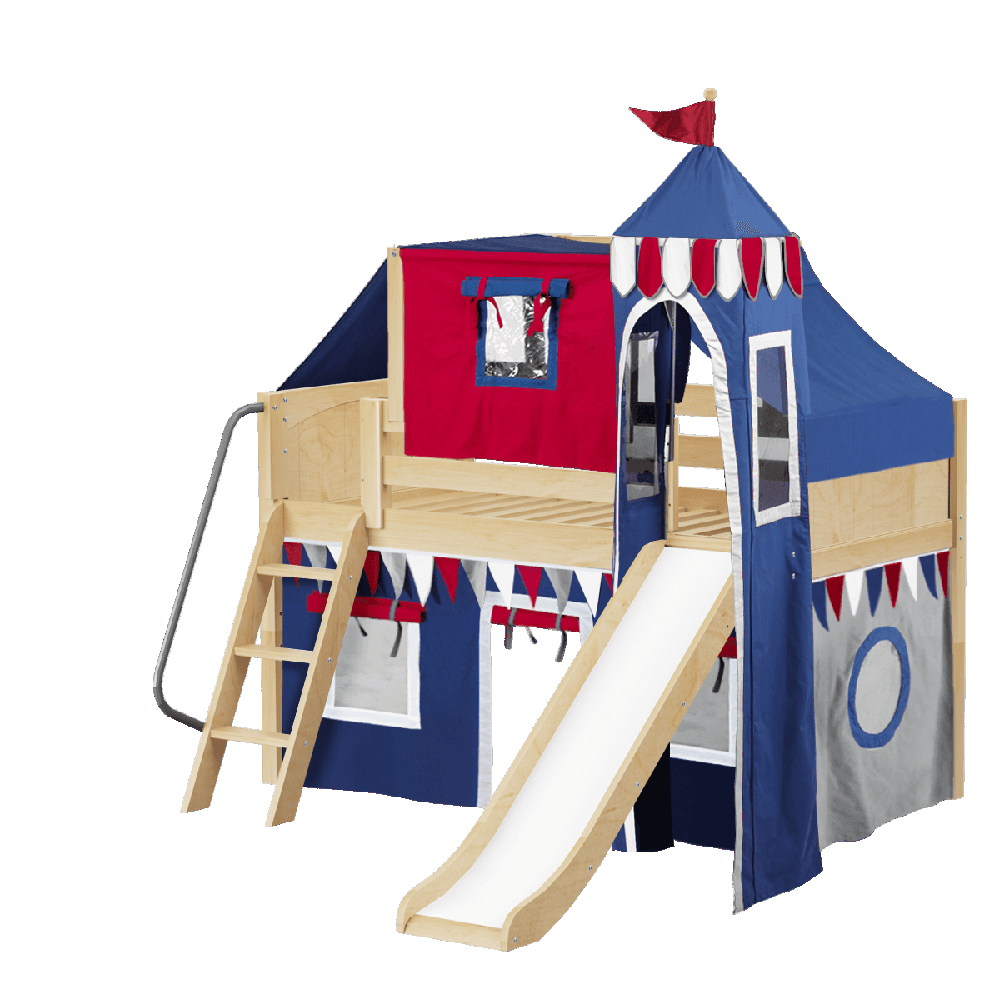 Maxtrix Low Loft w Angled Ladder w Slide w Curtains w Top Tent w Tower Maxtrix Low Loft w Angled Ladder w Slide w Curtains w Top Tent w Tower