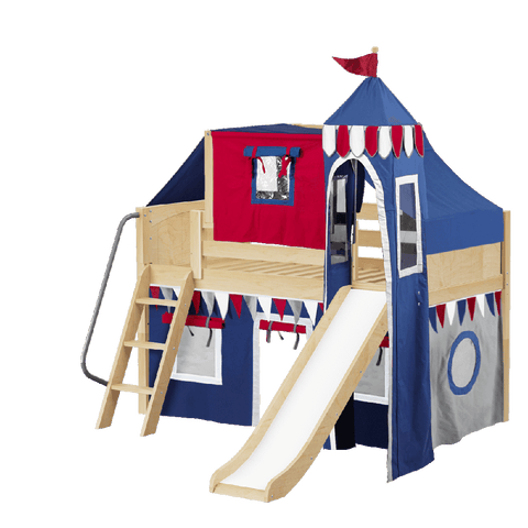 Maxtrix Low Loft w Angled Ladder w Slide w Curtains w Top Tent w Tower Maxtrix Low Loft w Angled Ladder w Slide w Curtains w Top Tent w Tower