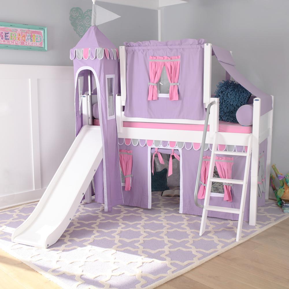 Maxtrix Low Loft w Front Slide (Ladder or Staircase) - fabric options - Kids Haven Maxtrix Low Loft w Front Slide (Ladder or Staircase) - fabric options - Kids Haven