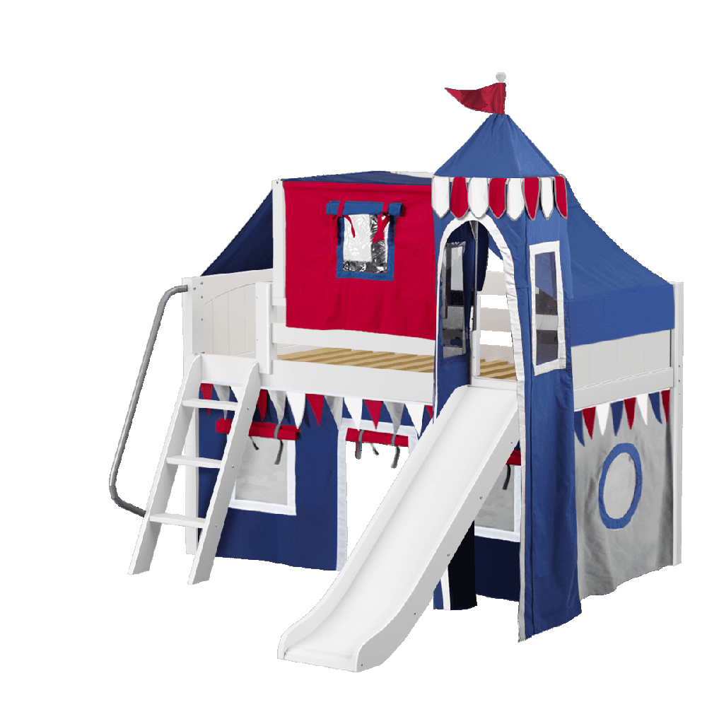 Maxtrix Low Loft w Front Slide (Ladder or Staircase) - fabric options - Kids Haven Maxtrix Low Loft w Front Slide (Ladder or Staircase) - fabric options - Kids Haven