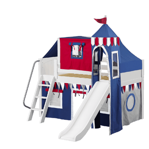 Maxtrix Low Loft w Front Slide (Ladder or Staircase) - fabric options - Kids Haven Maxtrix Low Loft w Front Slide (Ladder or Staircase) - fabric options - Kids Haven