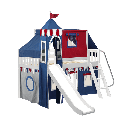 Maxtrix Low Loft w Front Slide (Ladder or Staircase) - fabric options - Kids Haven Maxtrix Low Loft w Front Slide (Ladder or Staircase) - fabric options - Kids Haven