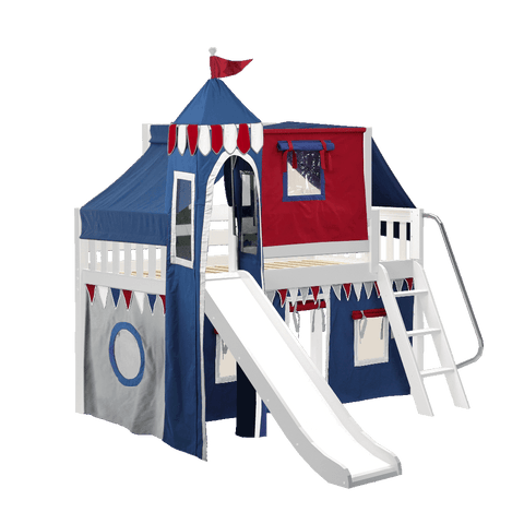 Maxtrix Low Loft w Front Slide (Ladder or Staircase) - fabric options - Kids Haven