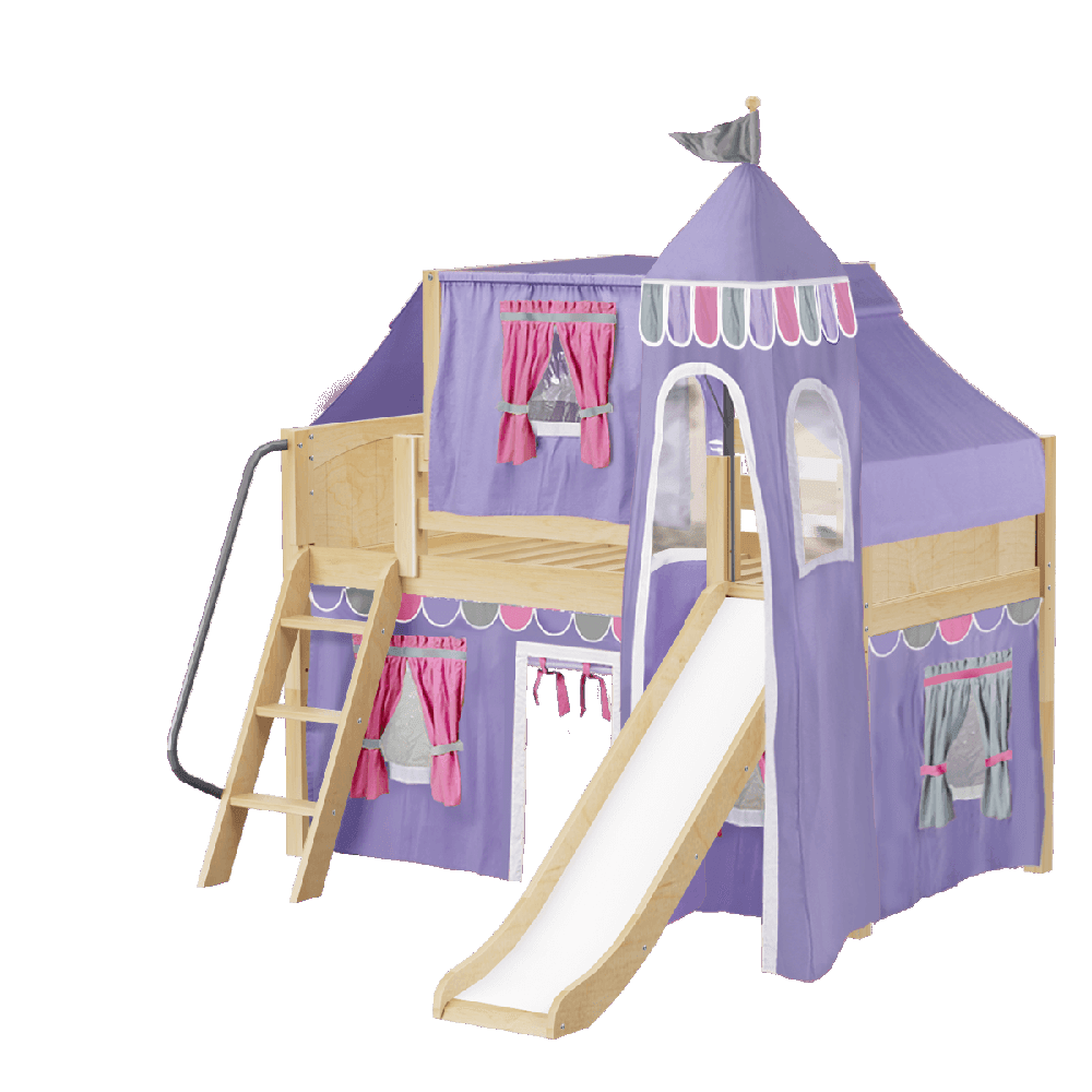 Maxtrix Low Loft w Front Slide (Ladder or Staircase) - fabric options - Kids Haven Maxtrix Low Loft w Front Slide (Ladder or Staircase) - fabric options - Kids Haven
