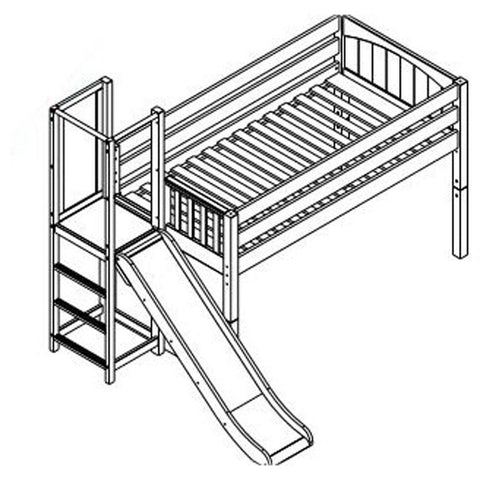 Maxtrix Low Loft w Slide Platform (Choose front or side) - Kids Haven Maxtrix Low Loft w Slide Platform (Choose front or side) - Kids Haven