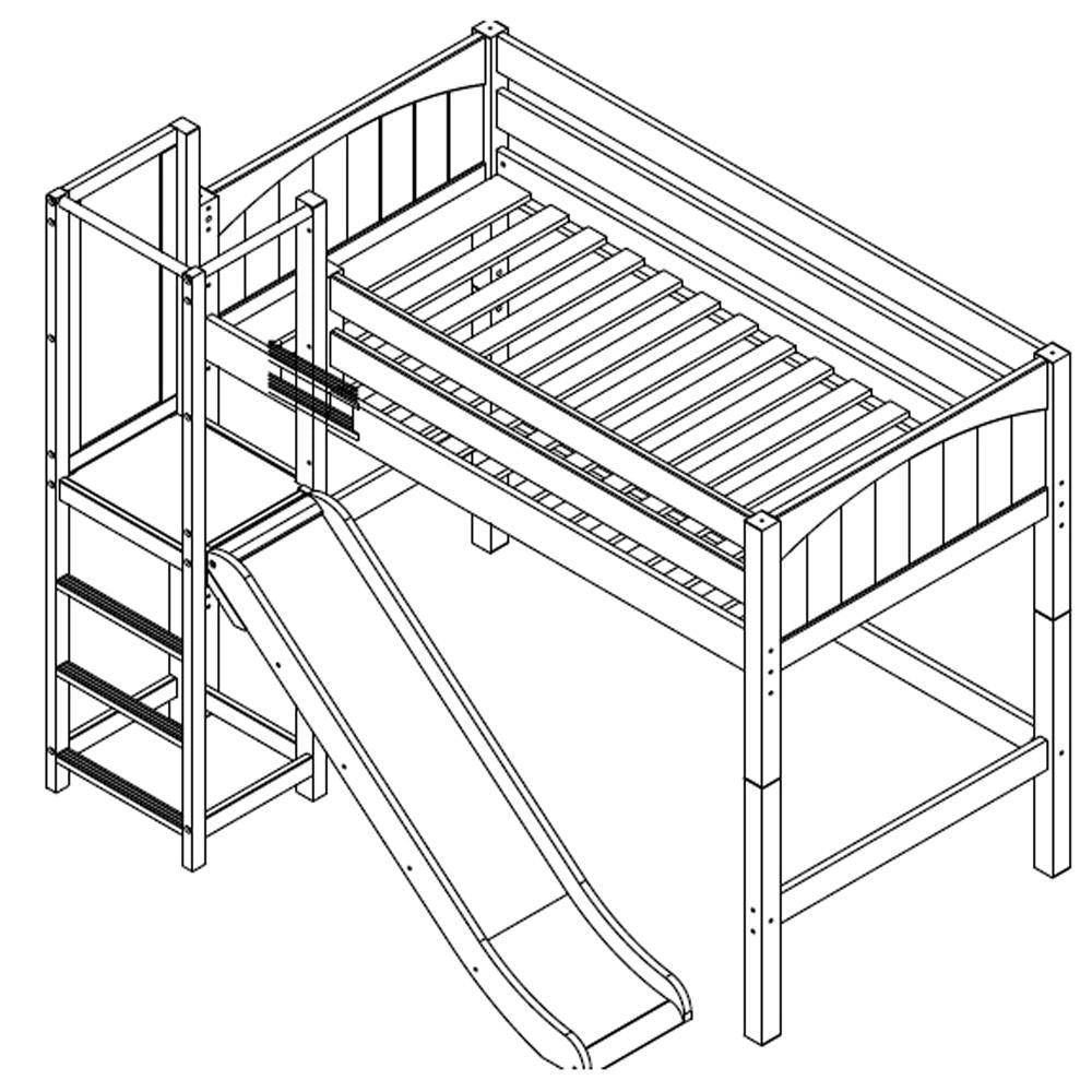Maxtrix Mid Loft w Slide Platform (Choose front or side) - Kids Haven Maxtrix Mid Loft w Slide Platform (Choose front or side) - Kids Haven