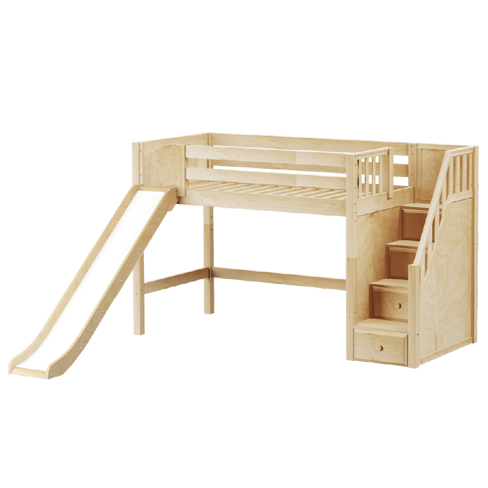 Maxtrix Mid Loft w Front Slide (Ladder or Staircase) - fabric options - Kids Haven Maxtrix Mid Loft w Front Slide (Ladder or Staircase) - fabric options - Kids Haven