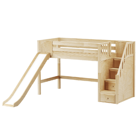 Maxtrix Mid Loft w Front Slide (Ladder or Staircase) - fabric options - Kids Haven Maxtrix Mid Loft w Front Slide (Ladder or Staircase) - fabric options - Kids Haven