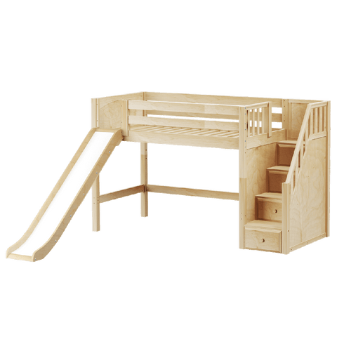 Maxtrix Mid Loft w Front Slide (Ladder or Staircase) - fabric options - Kids Haven