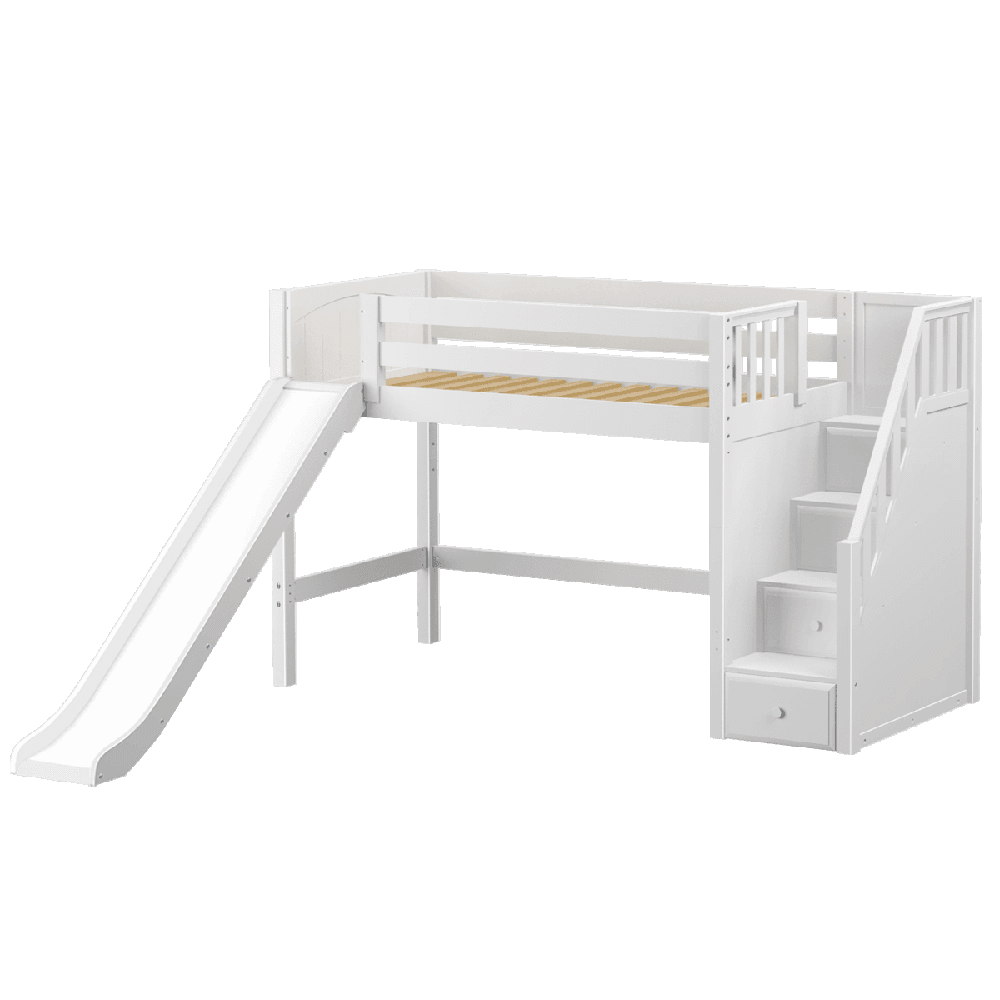 Maxtrix Mid Loft w Front Slide (Ladder or Staircase) - fabric options - Kids Haven Maxtrix Mid Loft w Front Slide (Ladder or Staircase) - fabric options - Kids Haven