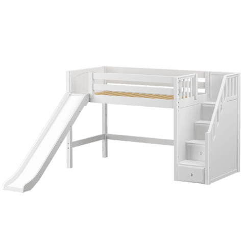 Maxtrix Mid Loft w Front Slide (Ladder or Staircase) - fabric options - Kids Haven Maxtrix Mid Loft w Front Slide (Ladder or Staircase) - fabric options - Kids Haven