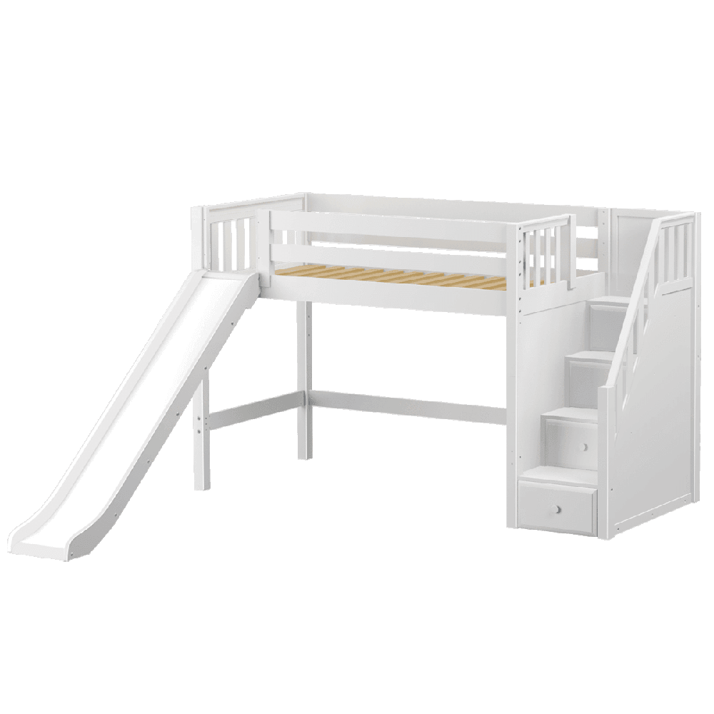 Maxtrix Mid Loft w Front Slide (Ladder or Staircase) - fabric options - Kids Haven