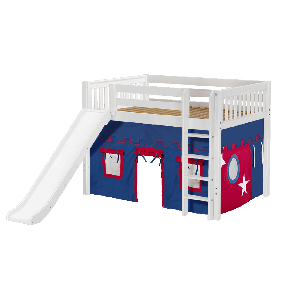 Maxtrix Mid Loft w Front Slide (Ladder or Staircase) - fabric options - Kids Haven Maxtrix Mid Loft w Front Slide (Ladder or Staircase) - fabric options - Kids Haven