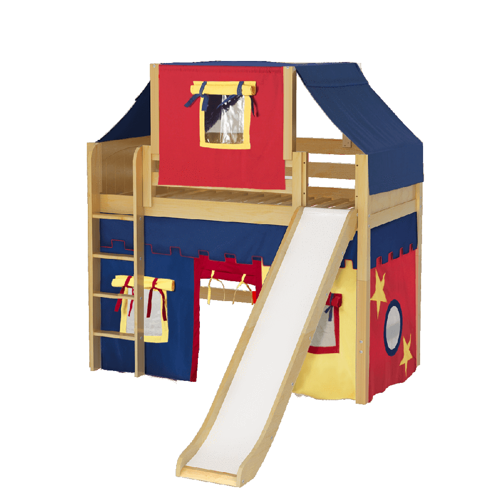 Maxtrix Mid Loft w Straight Ladder w Slide w Curtains w Top Tent Maxtrix Mid Loft w Straight Ladder w Slide w Curtains w Top Tent