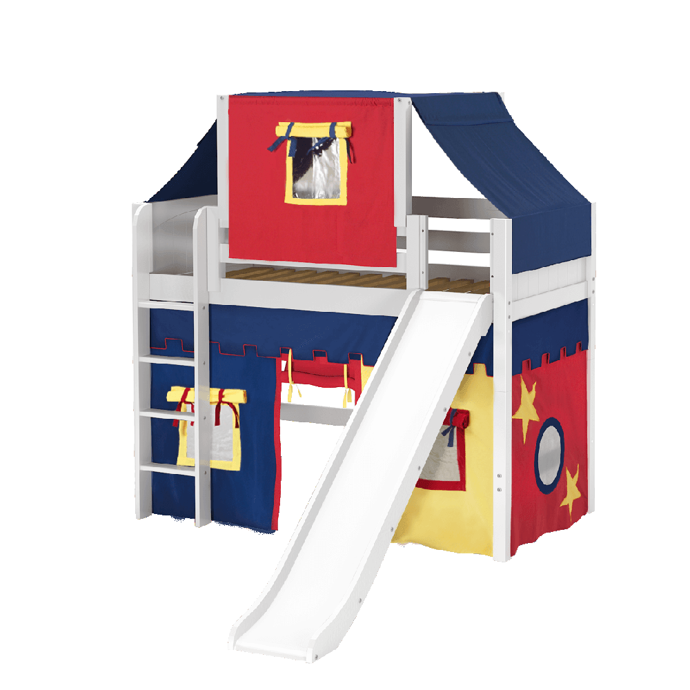 Maxtrix Mid Loft w Front Slide (Ladder or Staircase) - fabric options - Kids Haven Maxtrix Mid Loft w Front Slide (Ladder or Staircase) - fabric options - Kids Haven