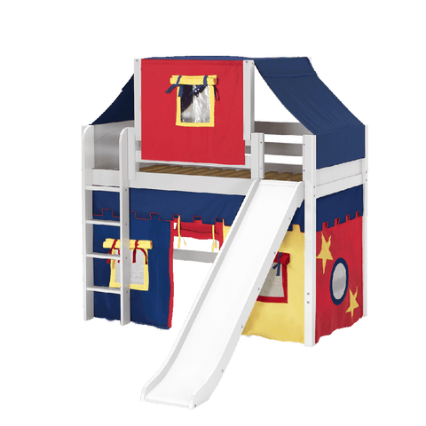 Maxtrix Mid Loft w Front Slide (Ladder or Staircase) - fabric options - Kids Haven Maxtrix Mid Loft w Front Slide (Ladder or Staircase) - fabric options - Kids Haven