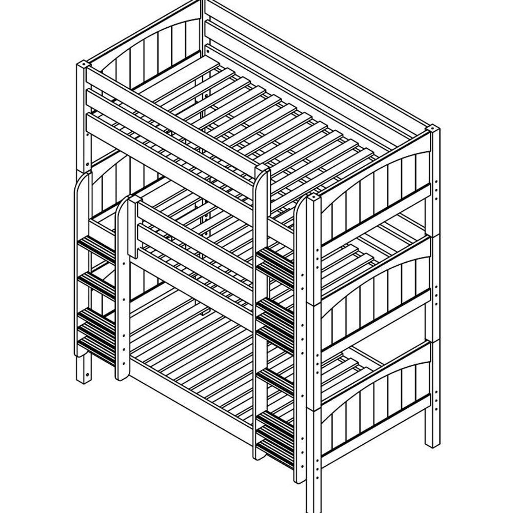 Maxtrix Triple Bunk Bed w Mounted Ladder - Kids Haven Maxtrix Triple Bunk Bed w Mounted Ladder - Kids Haven