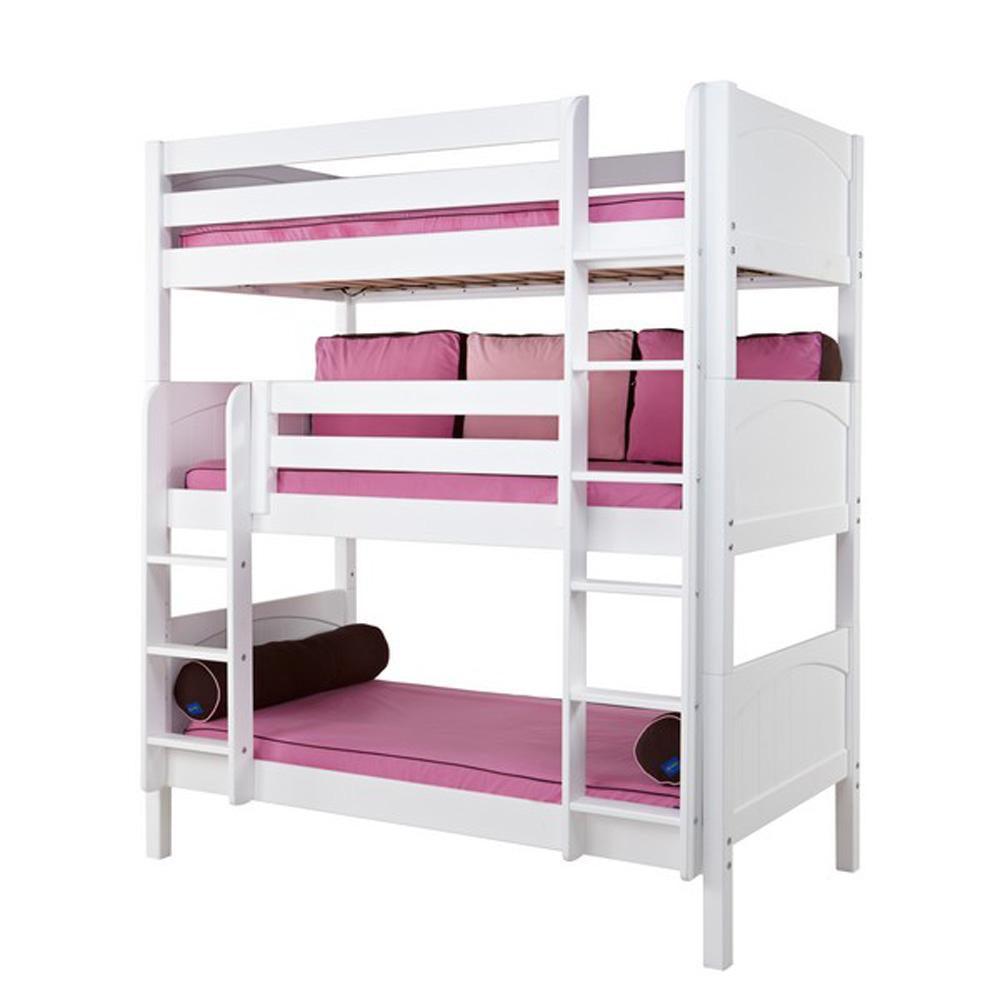 Maxtrix Triple Bunk Bed w Mounted Ladder - Kids Haven Maxtrix Triple Bunk Bed w Mounted Ladder - Kids Haven