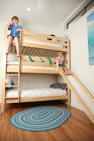 Maxtrix Triple Bunk Bed w Mounted Ladder - Kids Haven Maxtrix Triple Bunk Bed w Mounted Ladder - Kids Haven