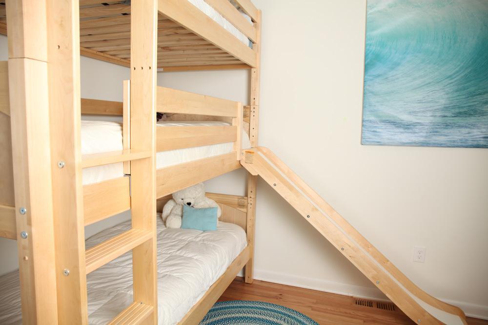 Maxtrix Triple Bunk Bed w Mounted Ladder - Kids Haven Maxtrix Triple Bunk Bed w Mounted Ladder - Kids Haven