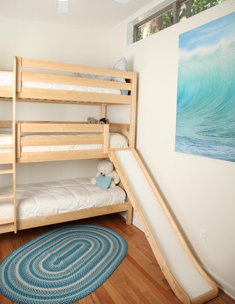 Maxtrix Triple Bunk Bed w Mounted Ladder - Kids Haven Maxtrix Triple Bunk Bed w Mounted Ladder - Kids Haven