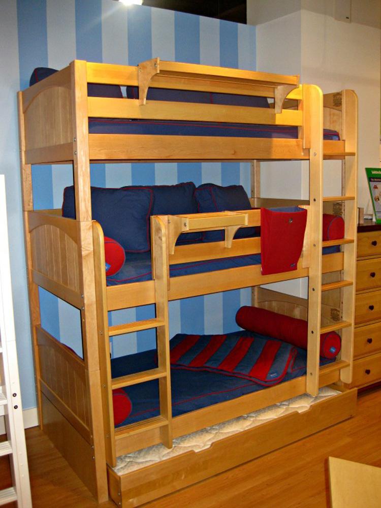 Maxtrix Triple Bunk Bed w Mounted Ladder - Kids Haven Maxtrix Triple Bunk Bed w Mounted Ladder - Kids Haven