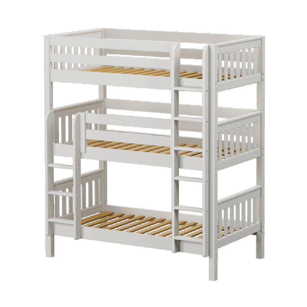 Maxtrix Triple Bunk Bed w Mounted Ladder - Kids Haven Maxtrix Triple Bunk Bed w Mounted Ladder - Kids Haven