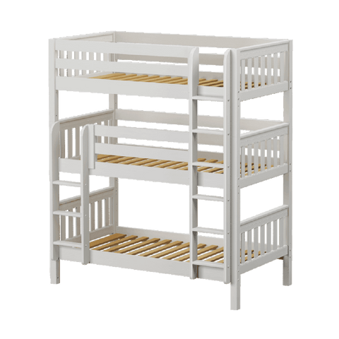 Maxtrix Triple Bunk Bed w Mounted Ladder - Kids Haven Maxtrix Triple Bunk Bed w Mounted Ladder - Kids Haven