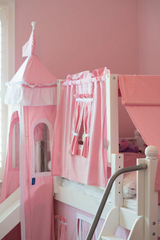 Maxtrix Low Loft w Front Slide (Ladder or Staircase) - fabric options - Kids Haven Maxtrix Low Loft w Front Slide (Ladder or Staircase) - fabric options - Kids Haven