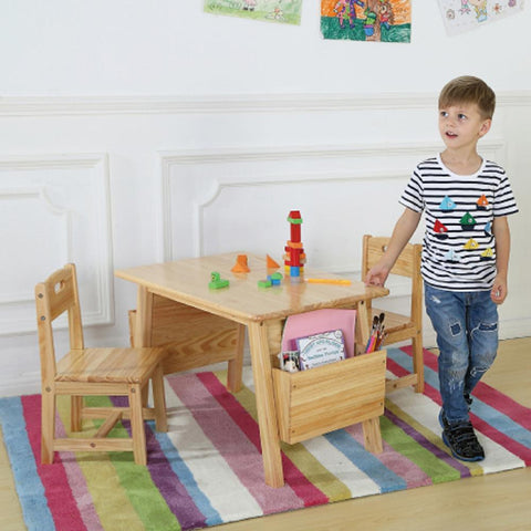 PETIT Solid Pine Wood Table Set with Side Holders - Kids Haven