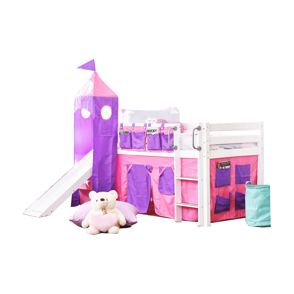 Tomato KidZ Emily Mid Sleeper with Slide, Tower and Curtains Tomato KidZ Emily Mid Sleeper with Slide, Tower and Curtains