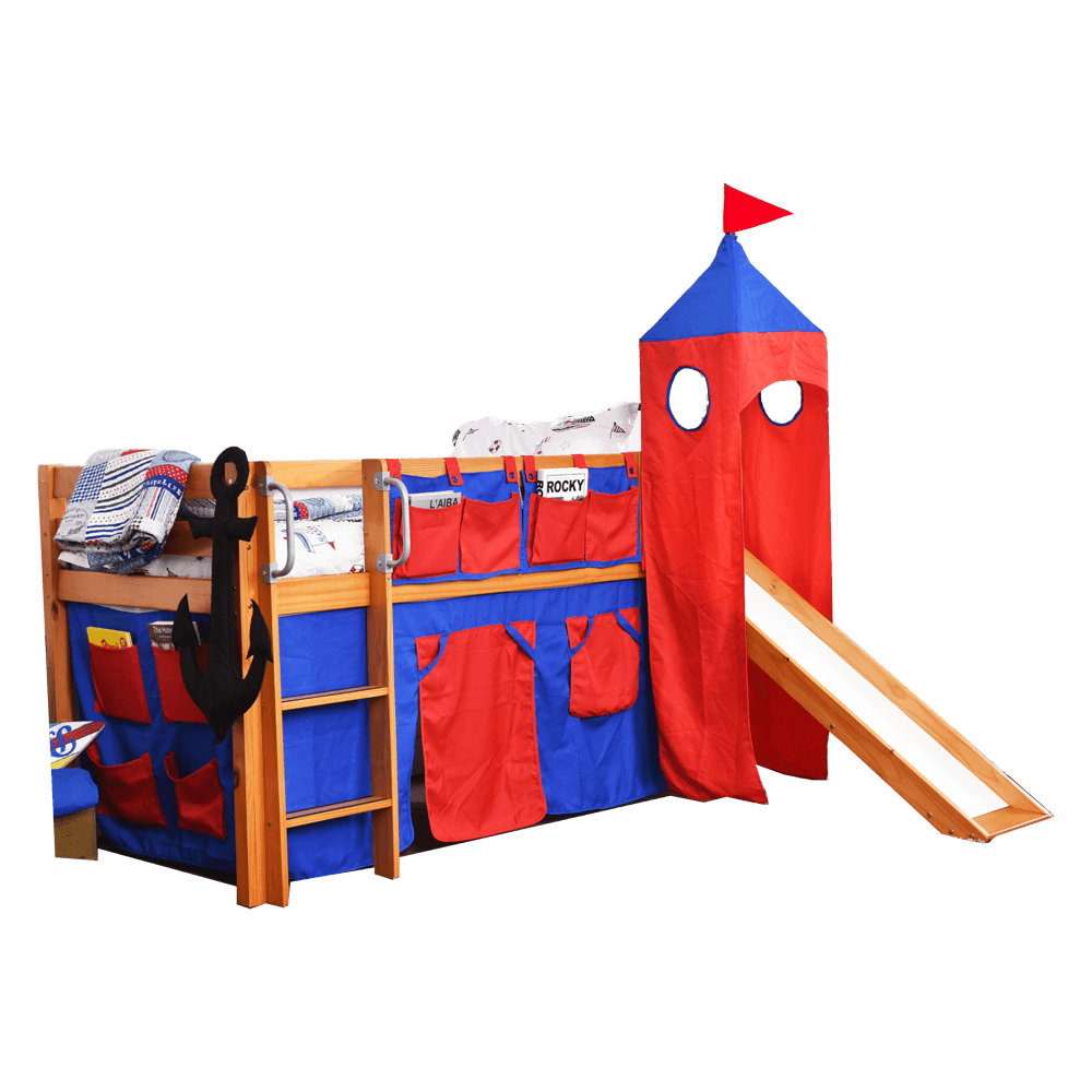 Tomato KidZ Jersey Mid Sleeper with Slide, Tower and Curtains Tomato KidZ Jersey Mid Sleeper with Slide, Tower and Curtains