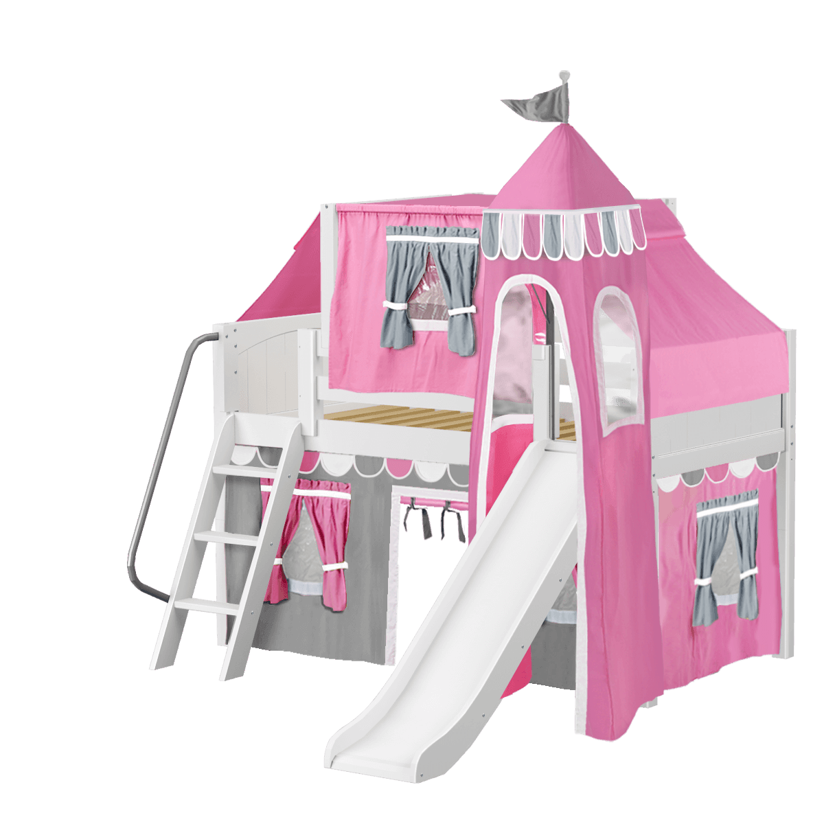 Maxtrix Low Loft w Front Slide (Ladder or Staircase) - fabric options - Kids Haven Maxtrix Low Loft w Front Slide (Ladder or Staircase) - fabric options - Kids Haven