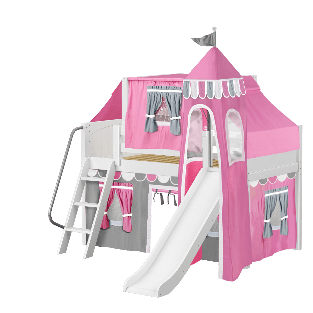 Maxtrix Low Loft w Front Slide (Ladder or Staircase) - fabric options - Kids Haven