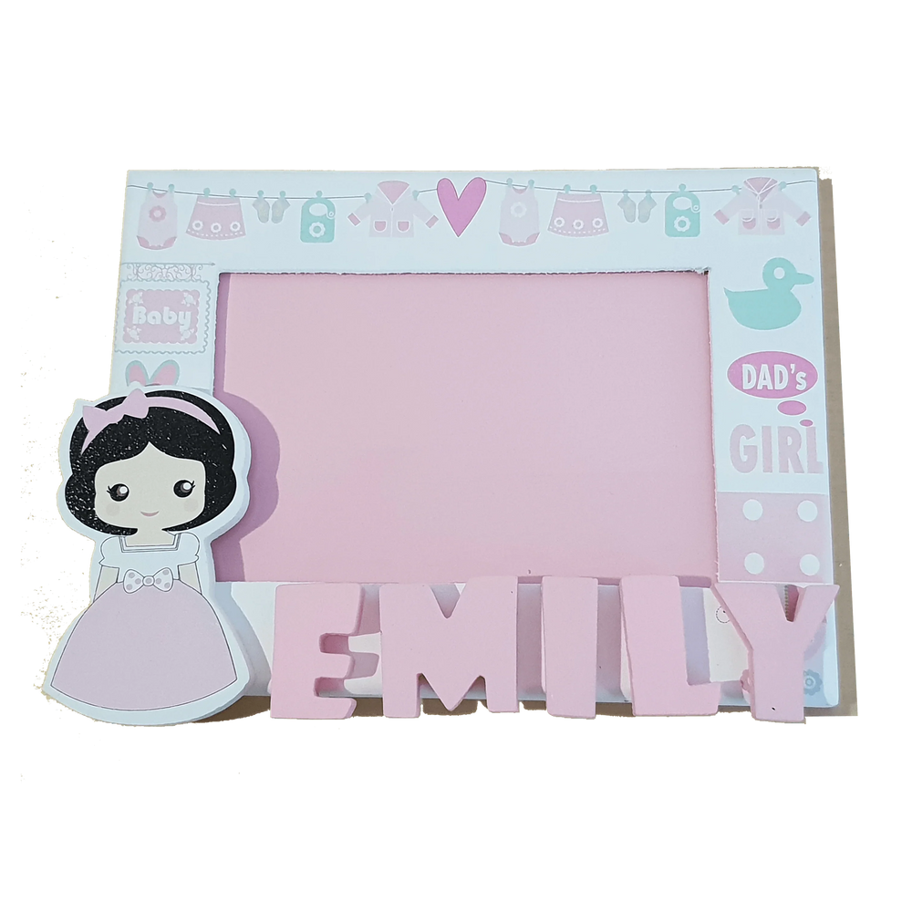 C&F Wooden Baby Girl Photo Frame Name Plate