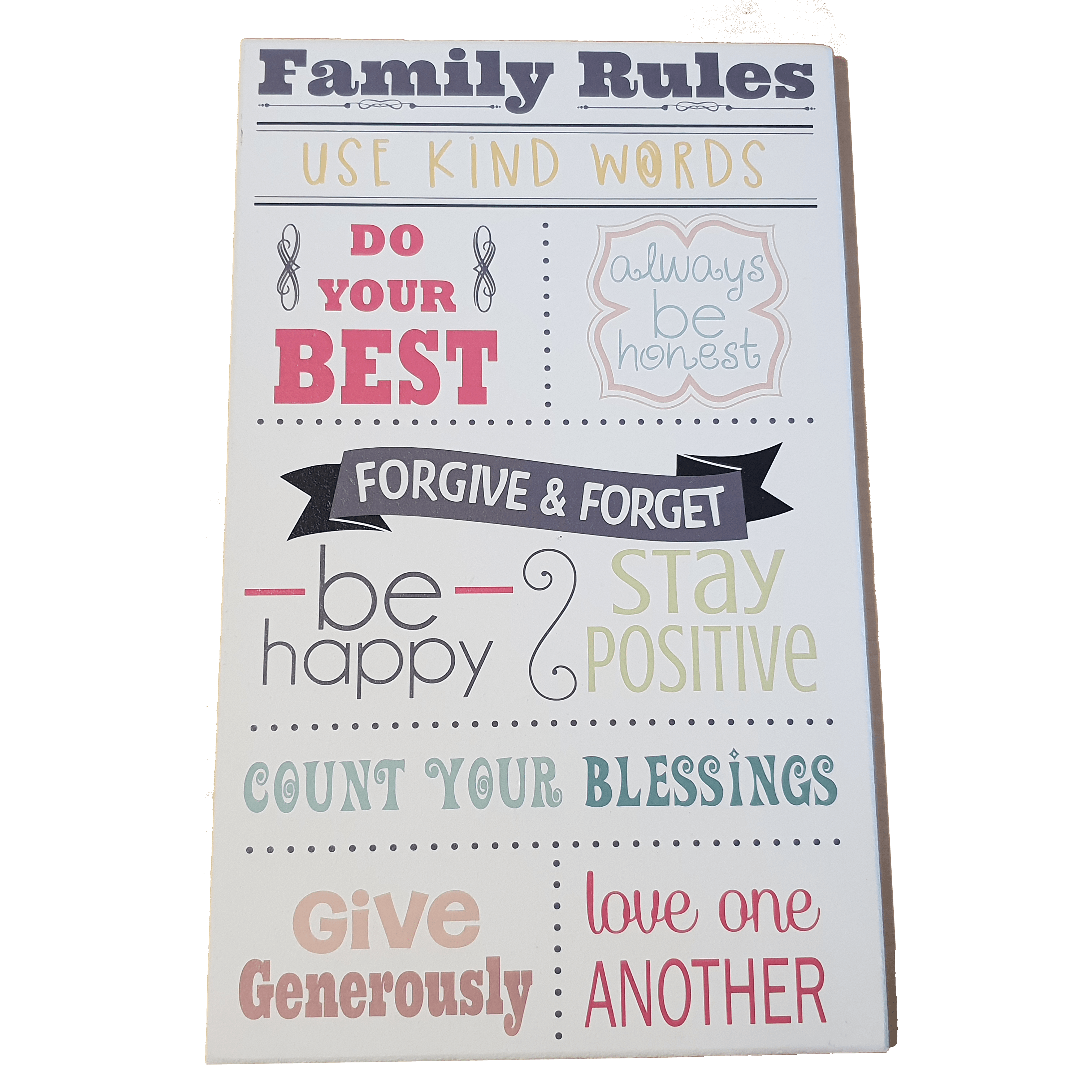 C&F Wooden Family Rules Quote Plaque