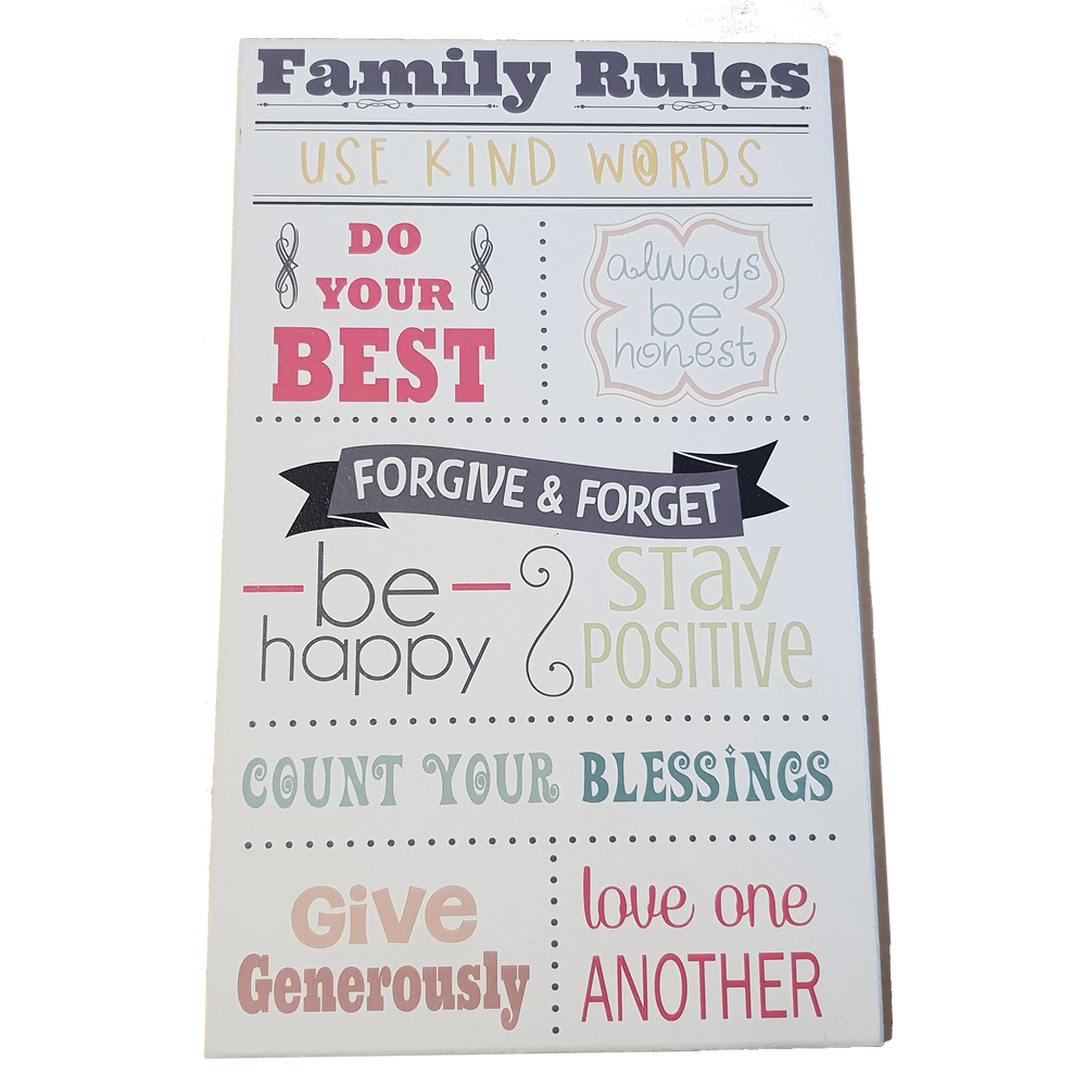 C&F Wooden Family Rules Quote Plaque