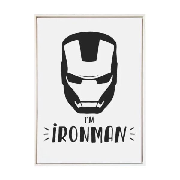 Wooden Frame-Iron Man Black & White Wooden Frame-Iron Man Black & White