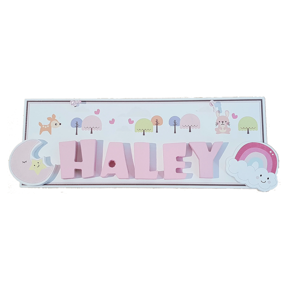 C&F Wooden Happy Forest Rectangle Name Plate