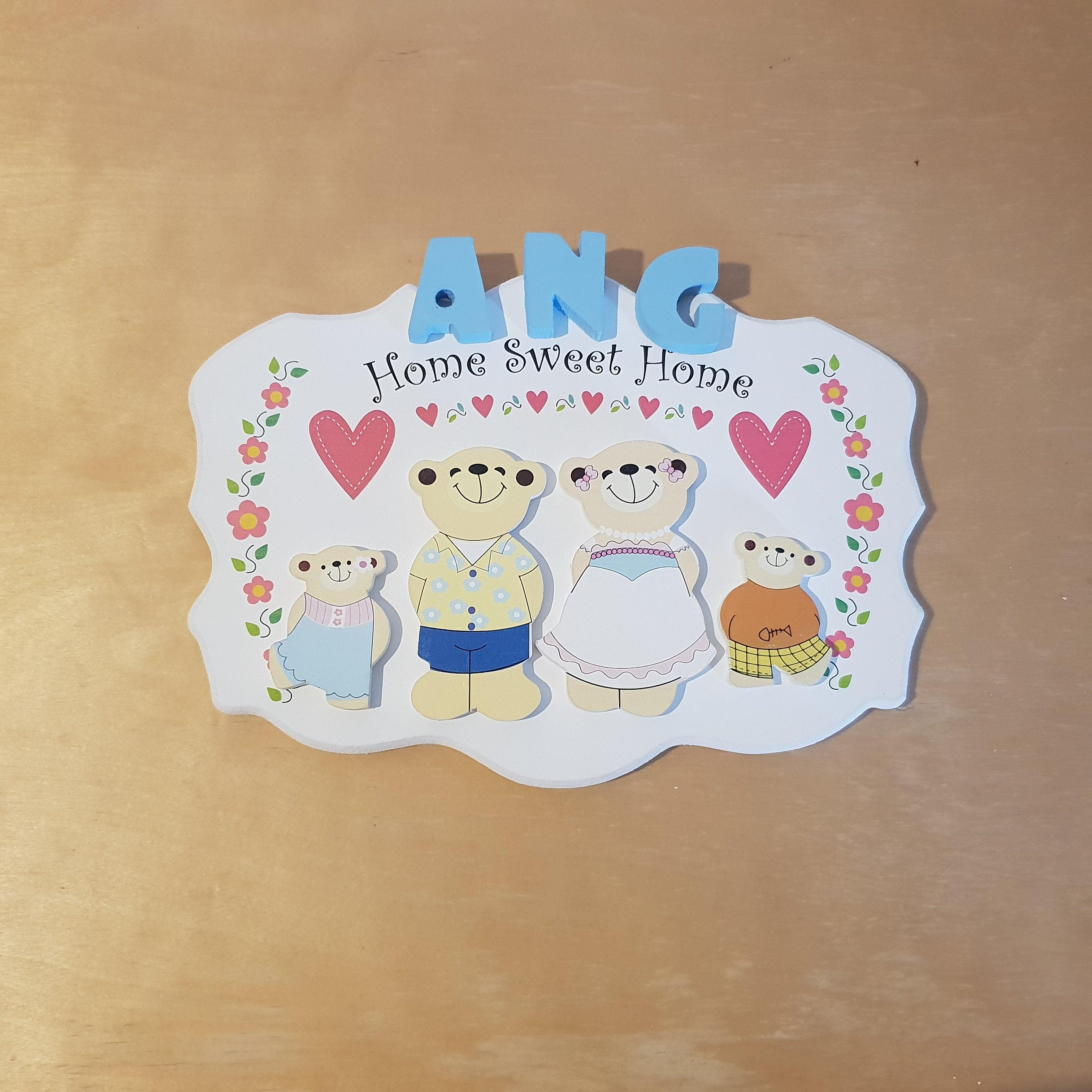 C&F Wooden Home Sweet Home Big Ribbon Name Plate - Kids Haven C&F Wooden Home Sweet Home Big Ribbon Name Plate - Kids Haven