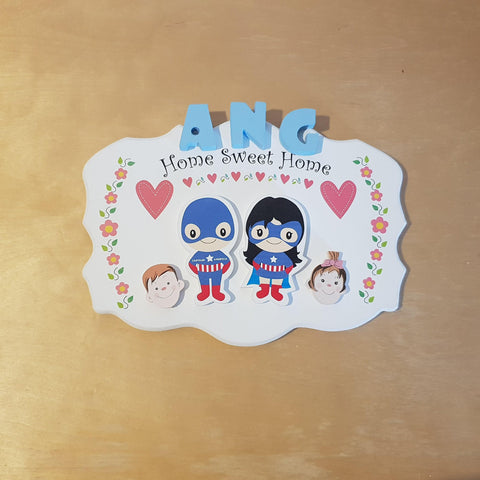 C&F Wooden Home Sweet Home Big Ribbon Name Plate - Kids Haven C&F Wooden Home Sweet Home Big Ribbon Name Plate - Kids Haven