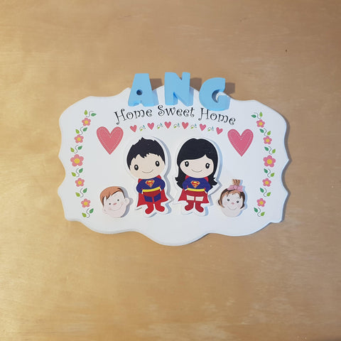 C&F Wooden Home Sweet Home Big Ribbon Name Plate - Kids Haven C&F Wooden Home Sweet Home Big Ribbon Name Plate - Kids Haven