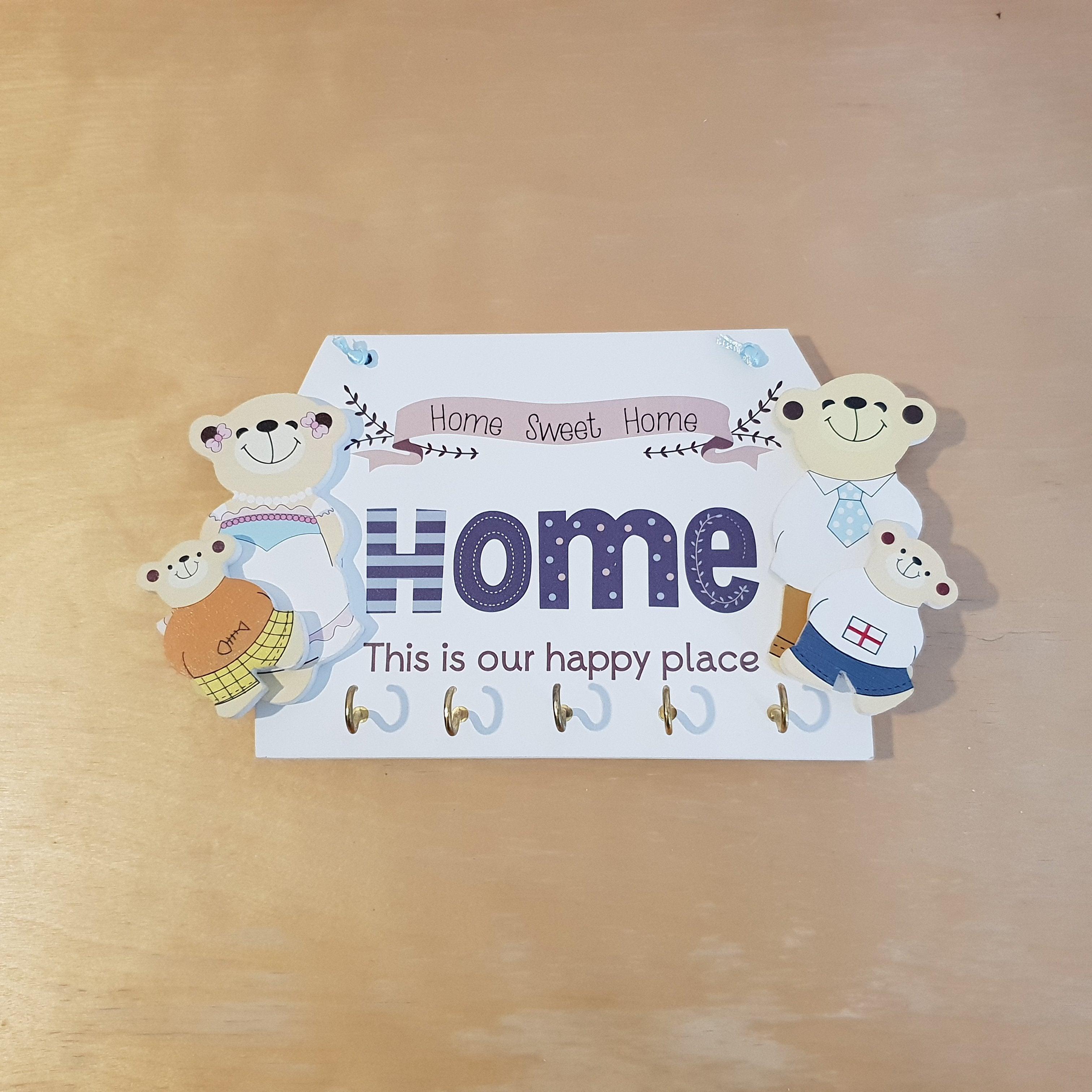 C&F Wooden Home This Is Our Happy Place Family Key Holder - Kids Haven C&F Wooden Home This Is Our Happy Place Family Key Holder - Kids Haven