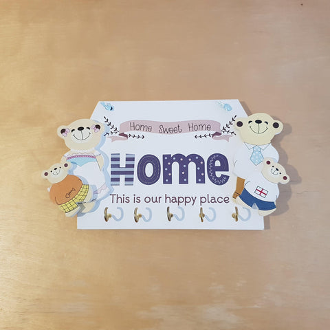 C&F Wooden Home This Is Our Happy Place Family Key Holder - Kids Haven C&F Wooden Home This Is Our Happy Place Family Key Holder - Kids Haven